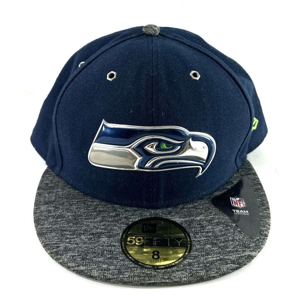New Era 59FIFTY Seattle Seahawks Fitted Hat Size 8 NFL Cap Blue Gray Brim - Picture 4 of 9
